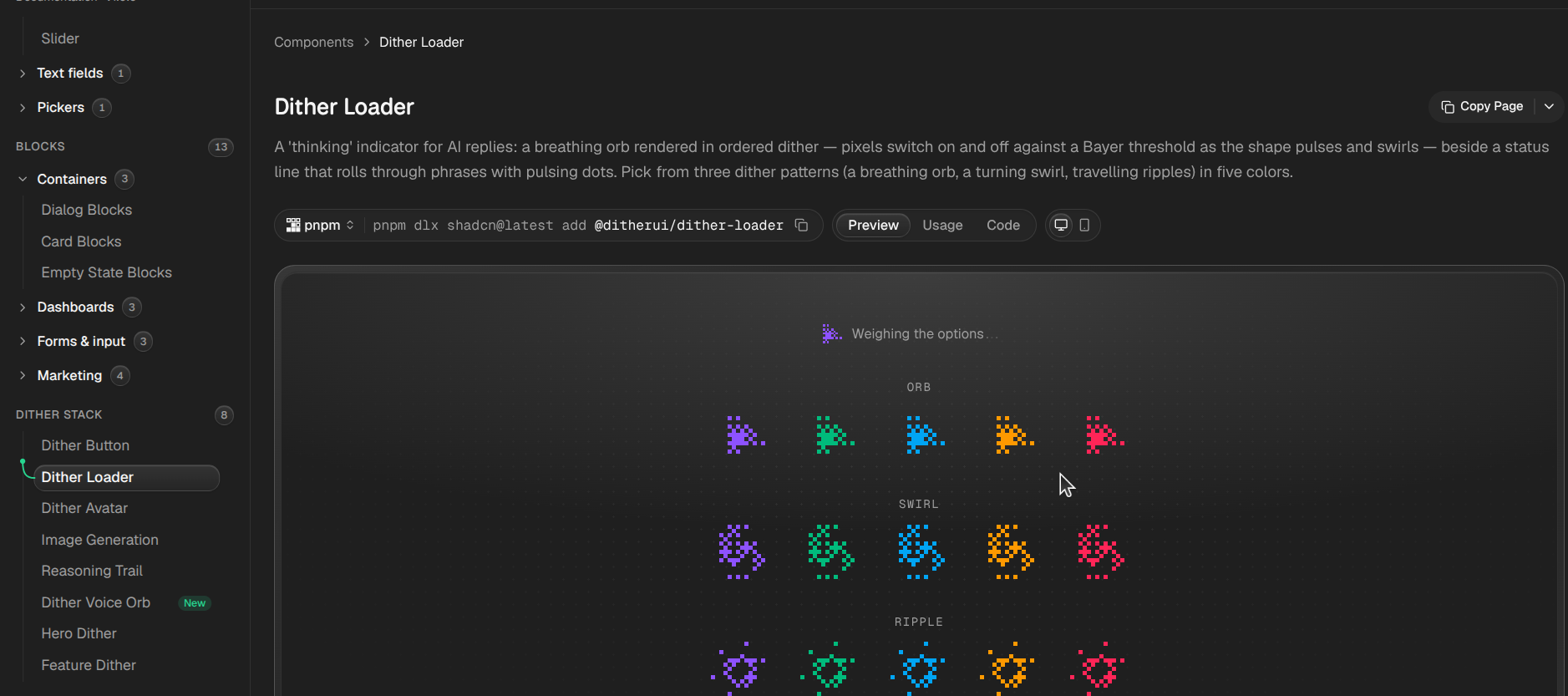 Dither UI screenshot 4